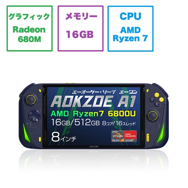 ゲーミングモバイルパソコン AOKZOE A1 クォンタムブルー AOKZOEA1-5R [8.0型 /Windows11 Home /AMD  Ryzen 7 /メモリ：16GB /SSD：512GB /2022年12月モデル]