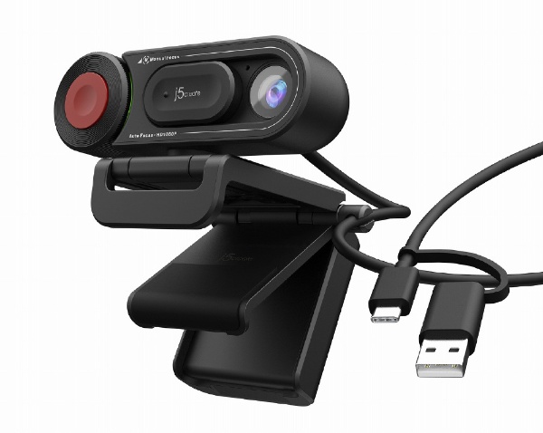 ウェブカメラ マイク内蔵 USB-C＋USB-A接続 書画カメラ機能搭載(Chrome/Mac/Windows11対応) ブラック JVU250  [有線]