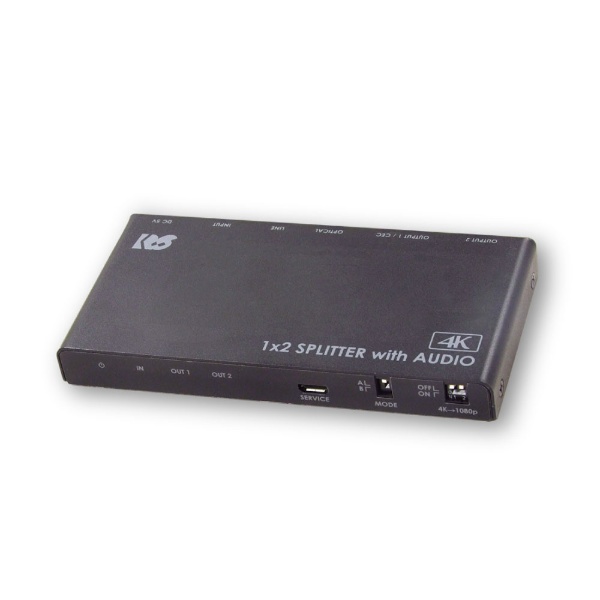 支持4K60Hz/降低規模的外部聲音輸出裝置在的HDMI分配器(1輸入2輸出)RS