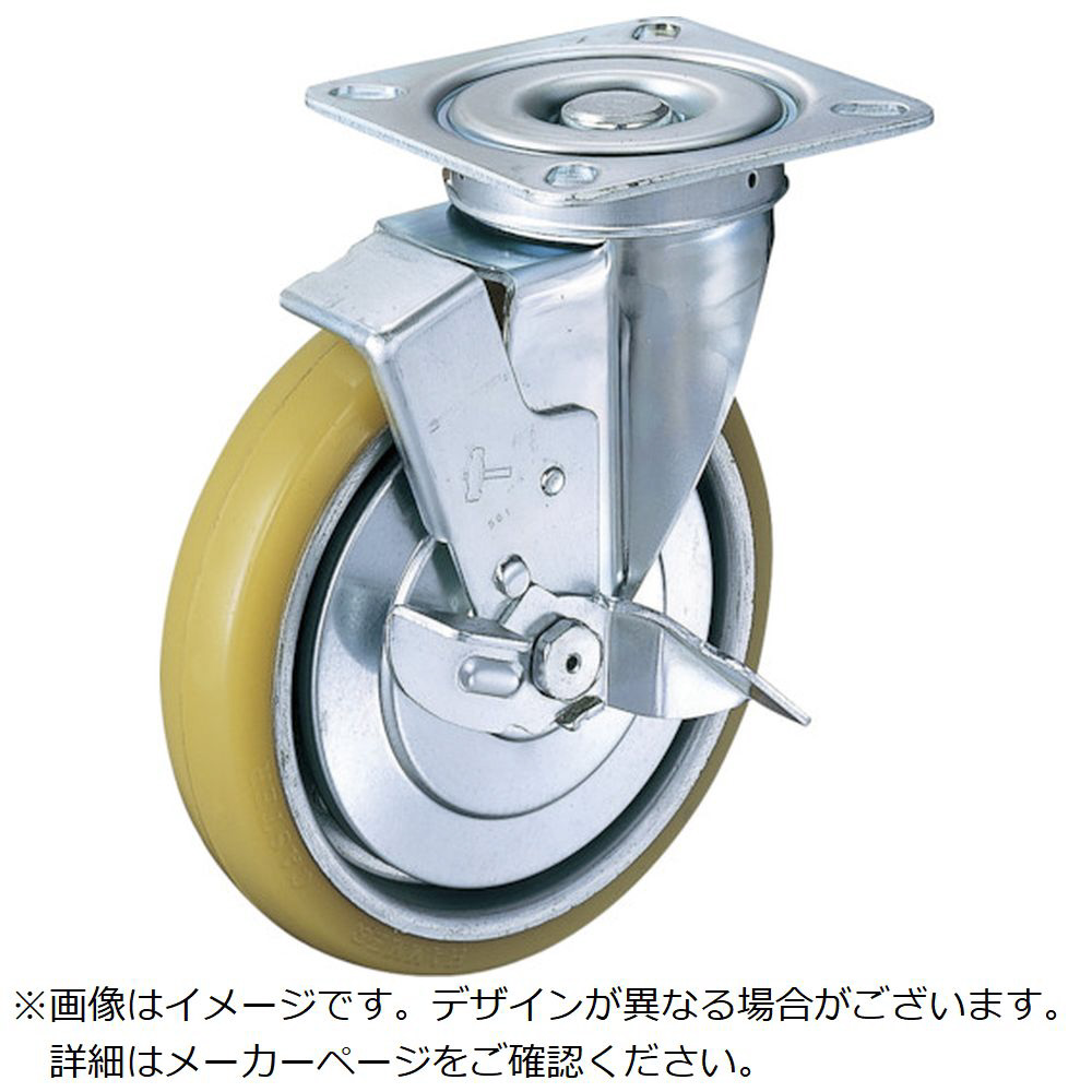 ハンマー Ｓシリーズオールステンレス 差替え 旋回式ウレタン車輪（ローラーベアリング）１００ｍｍ ストッパー付 313S-