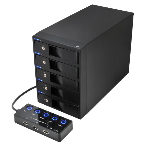 HDDケース USB-C＋USB-A接続 裸族のカプセルホテル 5Bay V2 ブラック ...