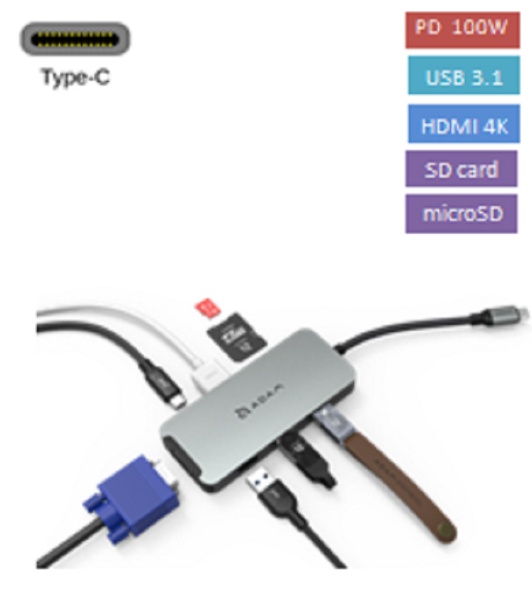 USB-C オス→メス カードスロットｘ2 / HDMI / VGA / USB-Aｘ3 / USB-C