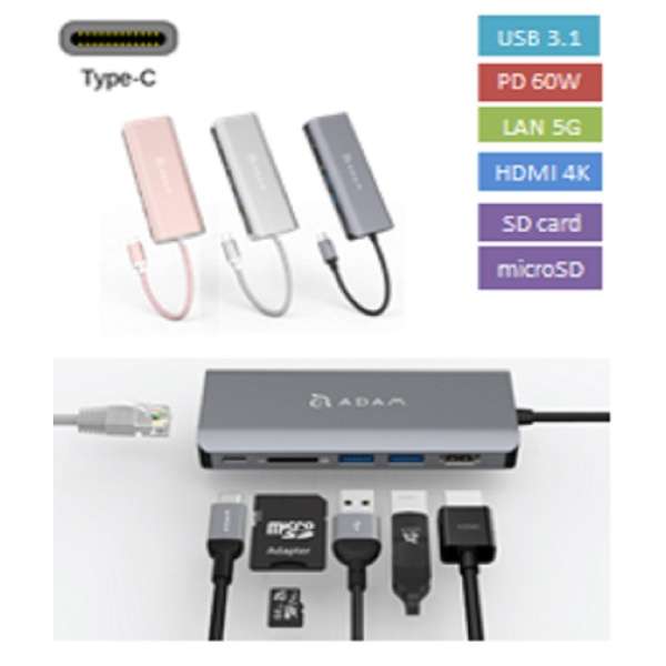 mUSB-C IXX SDJ[hXbg / HDMI / LAN / USB-A2 / USB-CnUSB PDΉ 100W hbLOXe[V CASA Vo[ AAPADHUBA01SLJ [USB Power DeliveryΉ]_2