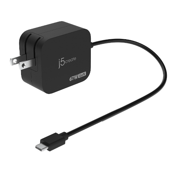 67W GaN USB-Cケーブル一体型 PD充電器（1.8m） ブラック JUP1565N
