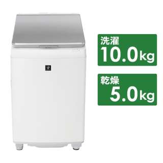ES-PT10H-S 縦型洗濯乾燥機 シルバー系  [洗濯10.0kg /乾燥5.0kg/ヒーター乾燥（排気タイプ）上開き ES-PT10H-S 【6/4まで まとめ買いで最大10％引き】