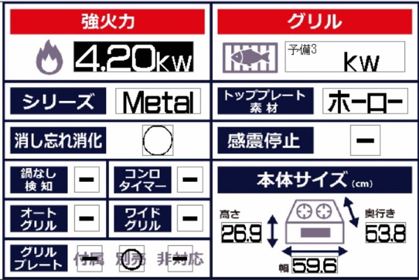 Metal（メタル）シリーズ Metal（メタル） ダークグレー RS31W36H2RBW [約60cm /プロパンガス /左右強火] 【要見積り】