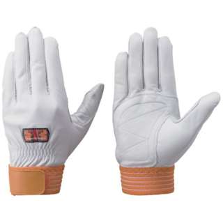 蜻蜓莱克斯牛皮制造手套白×橙子C308R3L