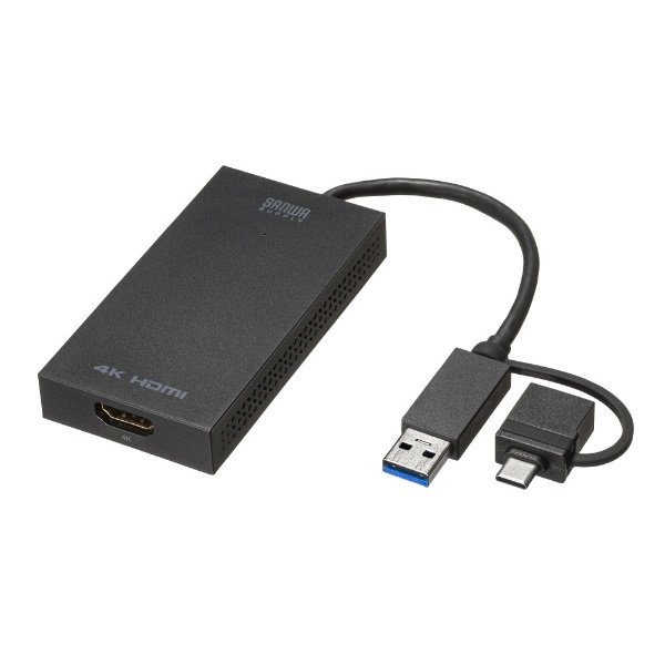 映像変換アダプタ [USB-C＋USB-A オス→メス HDMI] 4K対応 USB-CVU3HD4