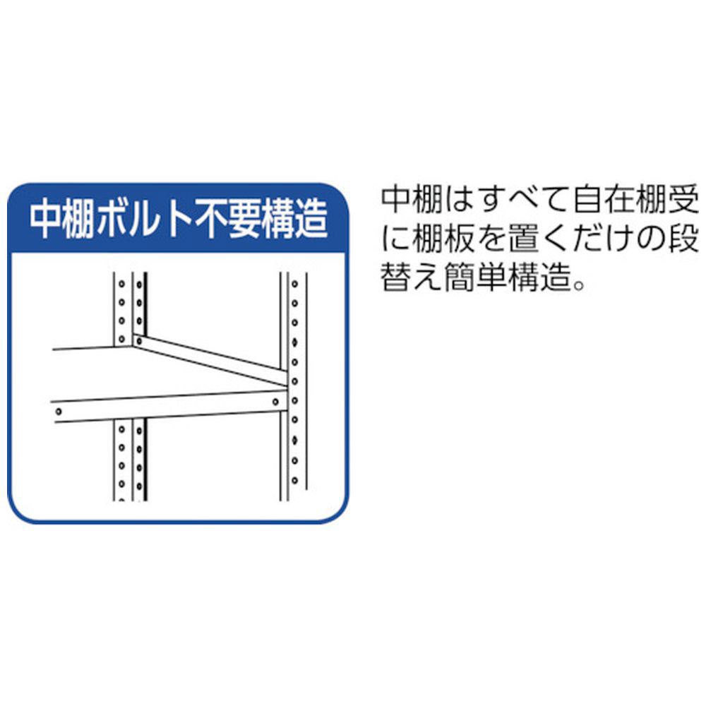 TRUSCO 軽量150型中棚ボルトレス棚 W1200XD450XH1800 5段 TLA64S15