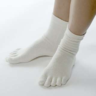 容易用适当的厚度使用的5部手指短袜L浅驼色