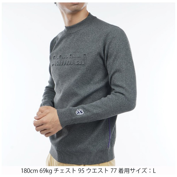 メンズ エンボスロゴ クルーネックセーター(Lサイズ/グレー) ADMA361 【返品交換不可】