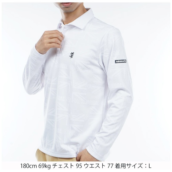 メンズ ユニオンジャックロゴジャカード ロングスリーブシャツ(Lサイズ/ホワイト) ADMA364 【返品交換不可】