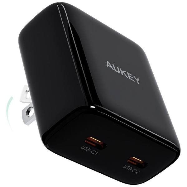 AUKEY() USBŴ Minima Duo 35W [USB-C 2ݡ] ֥å AUKEYʥ Black PA-U4-BK [2ݡ /USB Power Deliveryб /GaN(ⲽꥦ) ]