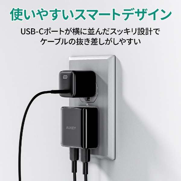 AUKEYiI[L[j USB[d Minima Duo 35W mUSB-C 2|[gn AUKEYiI[L[j ubN PA-U4-BK [2|[g /USB Power DeliveryΉ /GaN(KE) ̗p]_9
