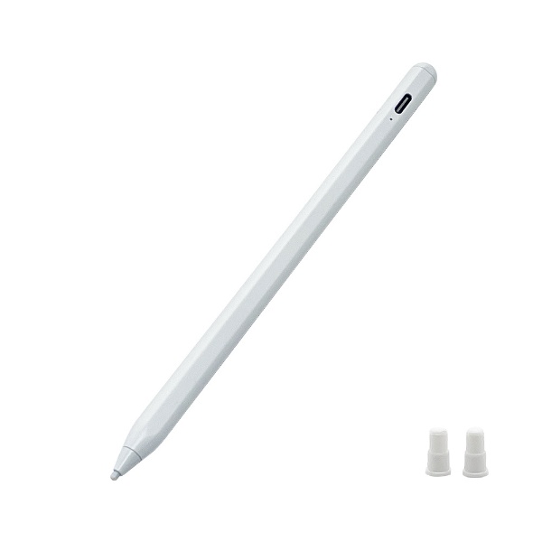 タッチペン：USB-A充電式 /静電式・iPad用〕2way タッチペン ホワイト 