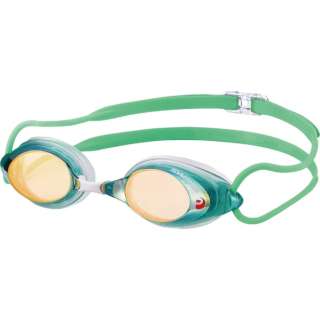 有竞争软垫的泳镜(镜子型)SRX-MPAF G/OR绿色×闪光橙子