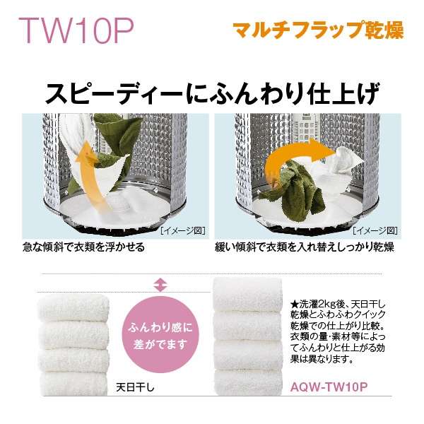 立式洗衣烘干机白AQW-TW10P(W)[在洗衣10.0kg/干燥5.0kg/加热器干燥(排气类型)/上开]_20