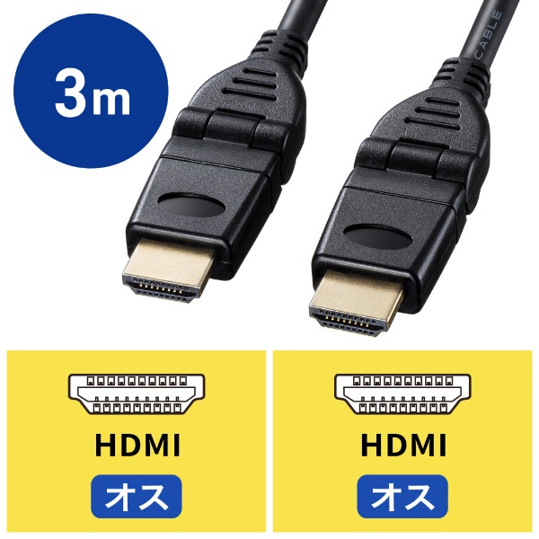 KM-HD20-3D30N 3.0m ハイスピードHDMIケーブル（3Dコネクタ） ブラック ...
