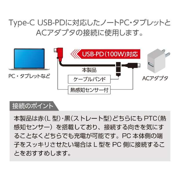 USB-C  USB-CP[u m[d /] /0.7m /USB Power Delivery /100W /USB2.0 /L^] ubN UPD-2A07L/BK_8