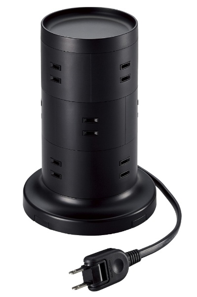 電源タップ タワー型 延長コード 12個口 USB×5ポート 雷ガード ほこり雷ガード