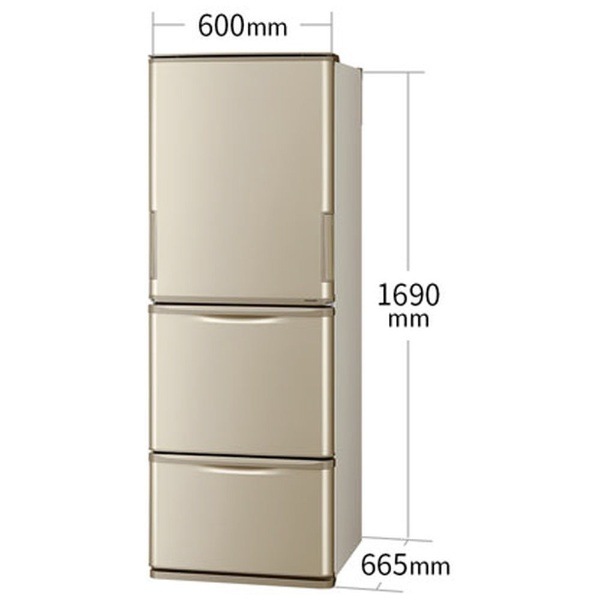 【アウトレット品】 冷蔵庫 マットシャンパン SJ-W357J-N [350L /3ドア /左右開きタイプ] 【生産完了品】