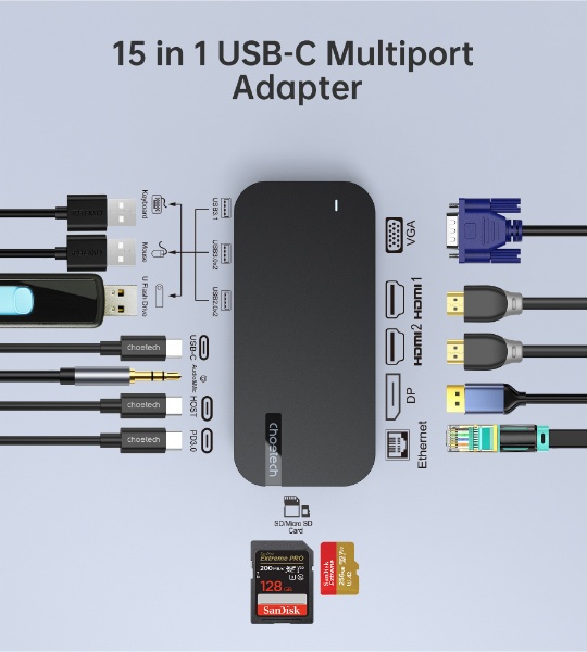 HUB-M52　　15-in-1 USB-C マルチポートデッキHUB HUB-M52