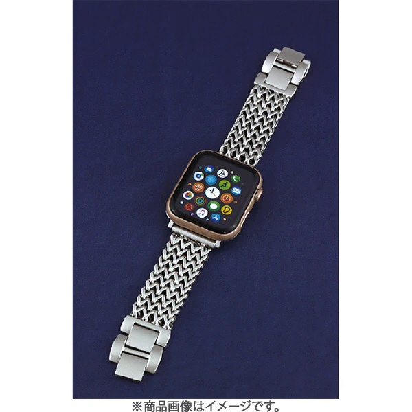 Apple Watch 49/45/44/42mm ステンレスシルバーベルト E IQ-AW026B45-E ...
