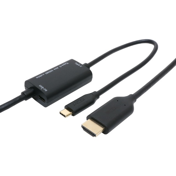 USB-C ⇔ HDMI＋USB-Cメス(給電用 USB PD対応)ケーブル [映像 /2m /4K対応] USD-PFH20/BK  ナカバヤシ｜Nakabayashi 通販 | ビックカメラ.com