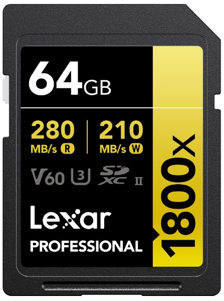 Lexar SDXC卡64GB 1800x UHS-II GOLD U3 V60 LSD1800064G-B1NNJ[Class10/64GB]