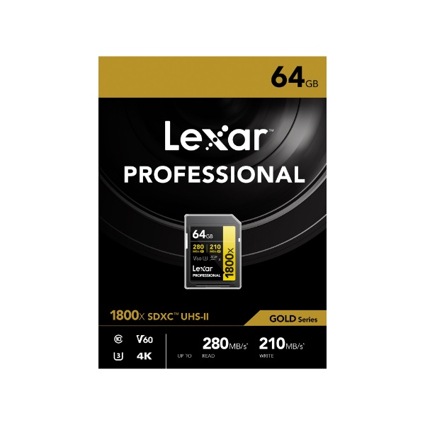 Lexar SDXCカード 64GB 1800x UHS-II GOLD U3 V60 LSD1800064G-B1NNJ [Class10  /64GB]