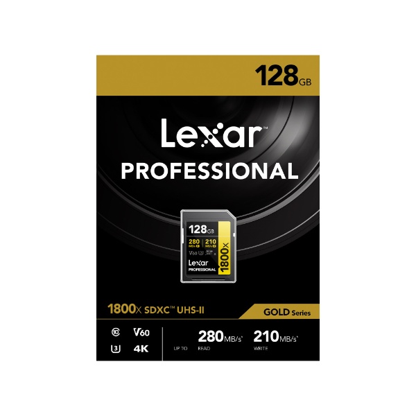 Lexar SDXCカード 128GB 1800x UHS-II GOLD U3 V60 LSD1800128G-B1NNJ