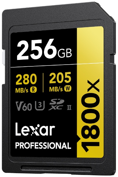 Lexar SDXCカード 256GB 1800x UHS-II GOLD U3 V60 LSD1800256G-B1NNJ