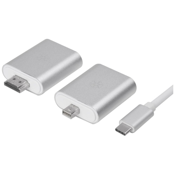 ［USB-C オス→メス HDMI / VGA / Mini DisplayPort］ドッキングステーション EP11S シルバー SST-EP11S