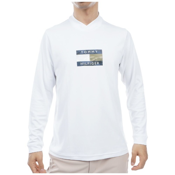 メンズ カモフラッグ モックネックシャツ(Lサイズ/ホワイト) THMA367L 【返品交換不可】
