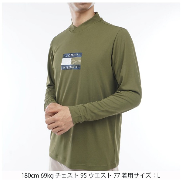 メンズ カモフラッグ モックネックシャツ(Lサイズ/オリーブ) THMA367L 【返品交換不可】