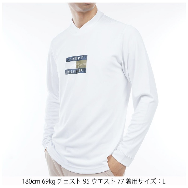 メンズ カモフラッグ モックネックシャツ(Mサイズ/ホワイト) THMA367M