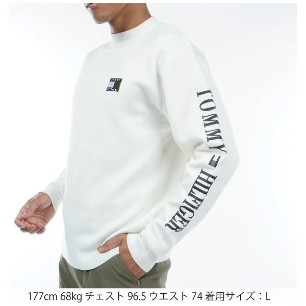 メンズ スリーブロゴ モックネックセーター(Mサイズ/ホワイト) THMA370M 【返品交換不可】