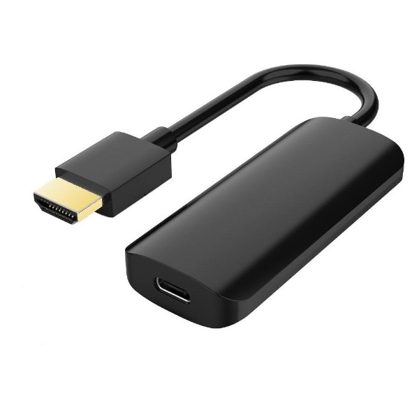映像変換アダプタ [HDMI オス→メス USB-C＋USB-Aオス給電] 4K対応