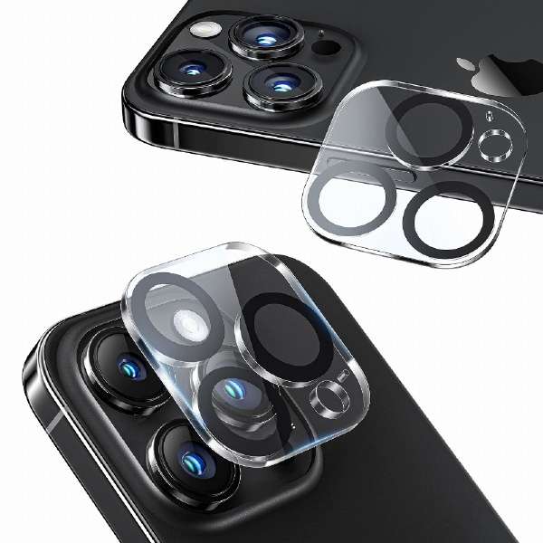 iPhone 15 Pro（6.1インチ） フチありブルーライトカットガラスフィルム+レンズフィルムセット ガイド枠付 安心交換保証_11