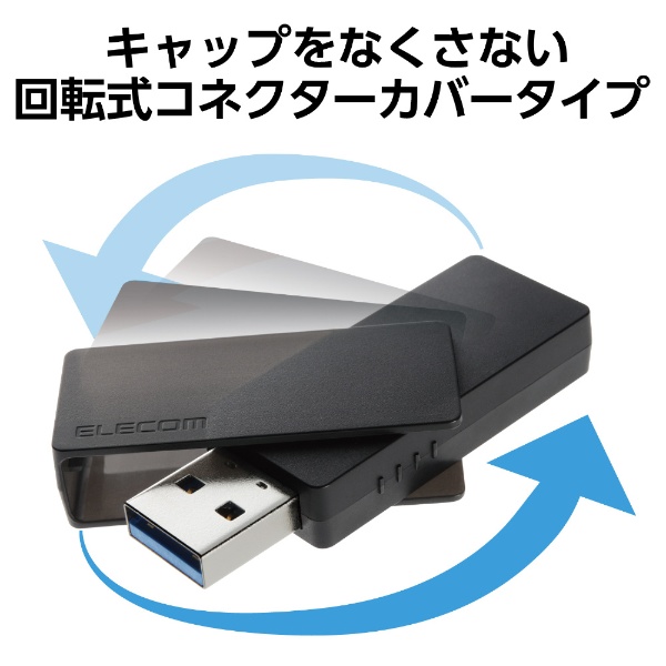 エレコム USBメモリ 64GB USB3.0 Windows Mac対応 キャップ紛失防止 ブラック MF-HSU3A64GBK