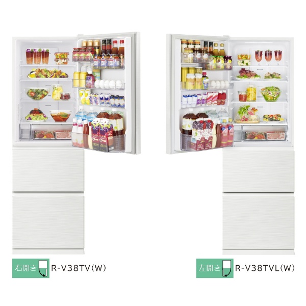 冷蔵庫 Vタイプ ライトゴールド R-V38TV-N [幅60cm /375L /3ドア /右開きタイプ /2023年] 《基本設置料金セット》