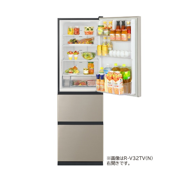 冷蔵庫 Vタイプ ピュアホワイト R-V38TVL-W [幅60cm /375L /3ドア /左開きタイプ /2023年] 《基本設置料金セット》