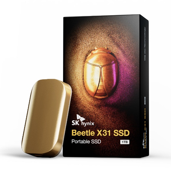 SKHPU3-001T 外付けSSD USB-C＋USB-A接続 Beetle X31 シャンパンゴールド [1TB /ポータブル型]