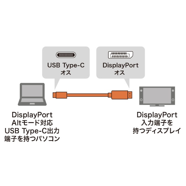 USB-C ⇔ DisplayPort ケーブル [映像 /2m /4K対応] ブラック KC