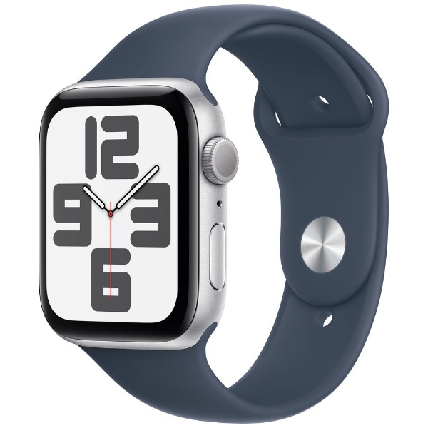 Apple Watch SE（GPSモデル）- 44mmシルバーアルミニウムケースとストームブルースポーツバンド - S/M MREC3J/A