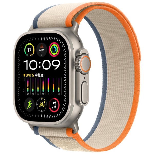 Apple Watch Ultra 2（GPS + Cellularモデル）- 49mmチタニウムケースとオレンジ/ベージュトレイルループ - S/M  MRF13J/A