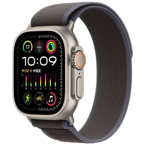 Apple Watch Ultra 2（GPS + Cellularモデル）- 49mmチタニウムケースとブルー/ブラックトレイルループ - M/L  MRF63J/A アップル｜Apple 通販 | ビックカメラ.com