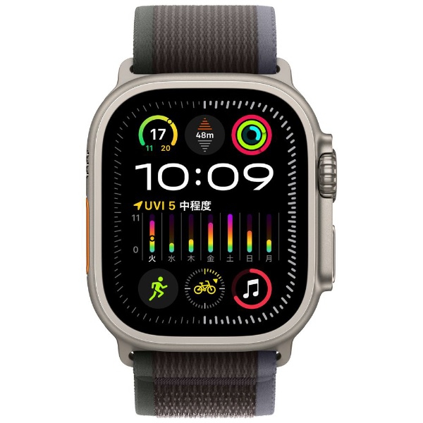 Apple Watch Ultra 2（GPS + Cellularモデル）- 49mmチタニウムケースとブルー/ブラックトレイルループ - S/M  MRF53J/A