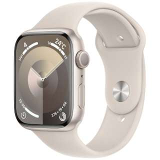 Apple Watch Series 9（GPSモデル）- 45mmスターライトアルミニウムケースとスターライトスポーツバンド - M/L MR973J/A