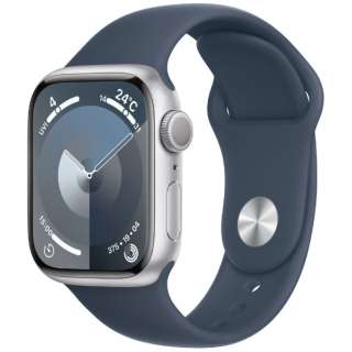 Apple Watch Series 9（GPSモデル）- 41mmシルバーアルミニウムケースとストームブルースポーツバンド - S/M MR903J/A